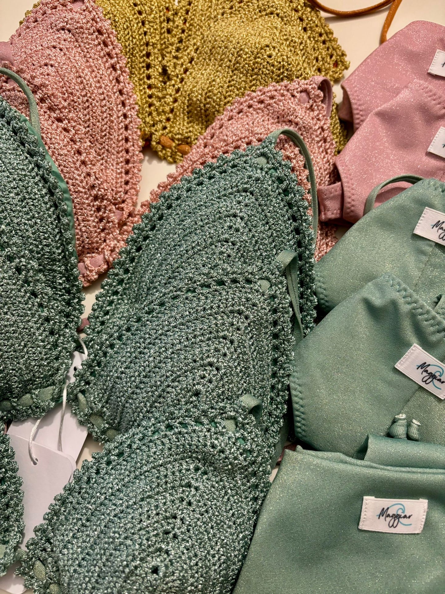 Pink crochet triangle