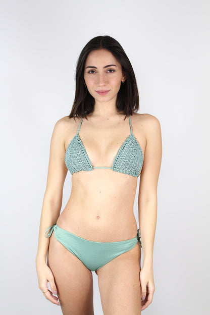 Green crochet triangle